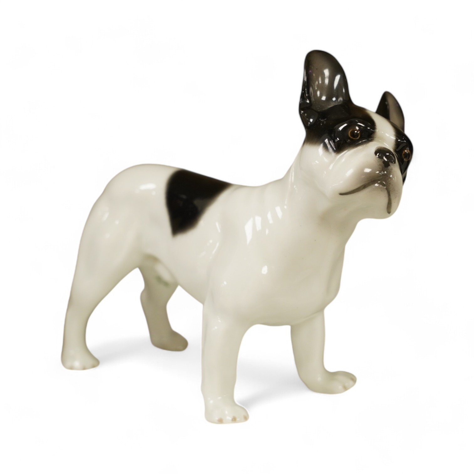 Heubach Kunst Porzellan, a standing French bulldog, 14cm high. Condition - good